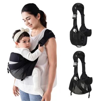 Produktbild von Tragetuch Baby Neugeboren Ergonomisch Hüfttrage Baby bis 25 kg, Schwarz