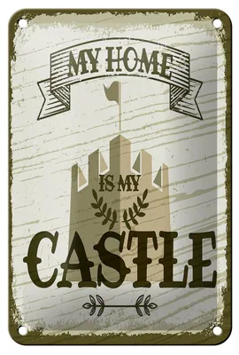 Produktbild von Blechschild Spruch My home is my Castle Schloss 12x18cm Dekoration