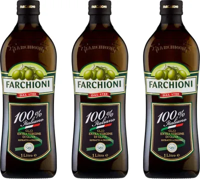 Produktbild von 3x Farchioni Olio Extra Vergine di Oliva 100% Italiano Natives Olivenöl extra mit Italienische Oliven 1Lt kalte Extraktion Speiseöl