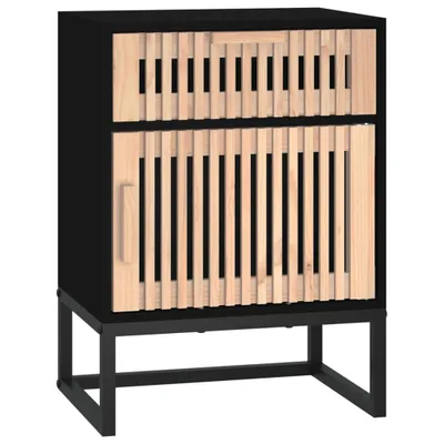 Obrázok produktu pre Nočný stolík čierny 40x30x55,5 cm kompozitné drevo a železo