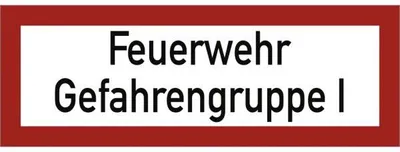 Produktbild von Dreifke® Schild Feuerwehr Gefahrengruppe I, Alu, 297x105 mm