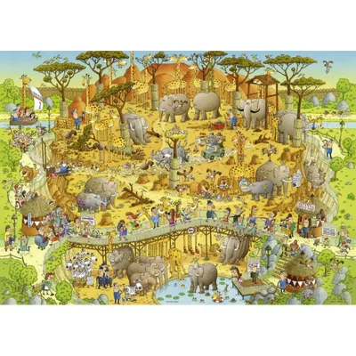 Image de Puzzle HEYE Grü ner Zoo : Exposition africaine 1000 pièces