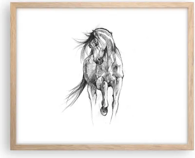 Produktbild von Gerahmtes Poster - Rahmen in heller Eiche - Pferd Galopp Tier - 50x40 cm - Wand Bild - Wanddeko - Wandbilder - Kunstposter - Wandposter - Bilderrahmen - Bilder - Kunstdruck - P2NAA50x40-5080