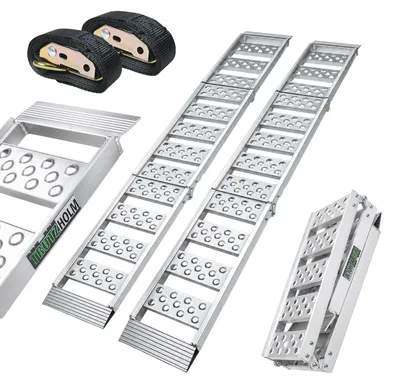 Produktbild von TRUTZHOLM 2x Auffahrrampe Alu 2-fach klappbar 198 cm Traglast 680 kg gerillt gelocht Verladerampe