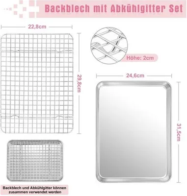 Productafbeelding van Bakplaat met koelrooster (2, 31,6 x 24,5 x 2,5 cm)