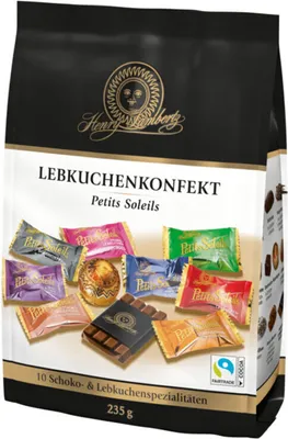 A bag of assorted chocolates and gingerbread specialties.