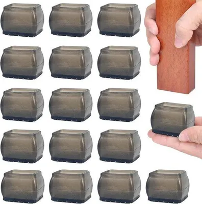 Image de 16 supports rectangulaires pour tapis de protection destinés aux sols durs, tapis anti-abrasion noirs