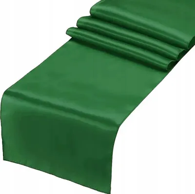 Produktbild von Tischläufer Satin, glatt, flaschengrün, Stoff, Hochzeitsdekoration, 36 cm x 9 m