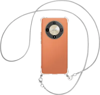 Produktbild von Handykette Backcover-Schutzhülle mit Band (Metall silberfarben) für Honor X9b (6.78'') - silberfarbene Snake-Kette