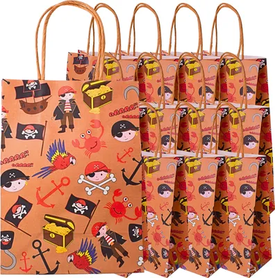 Produktbild von TE-Trend 12 Stück Geschenktüten Pirat Kindergeburtstag Mitgebsel
