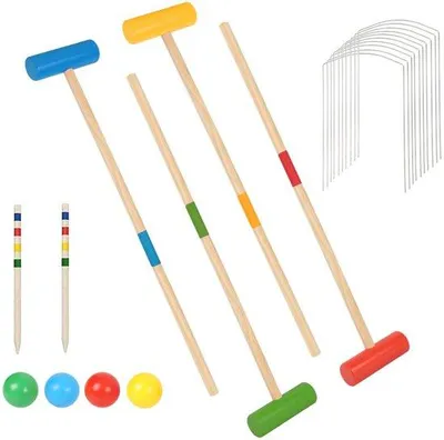 Produktbild von Croquet Set für 4 Spieler - Kinder- und Erwachsenenspiel - Outdoor-Spielzeug - Holz