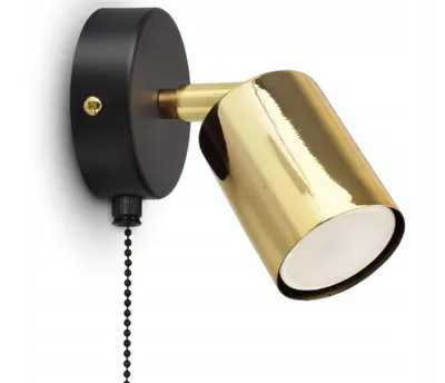 Zdjęcie produktu dla LUXOLAR Lampa ścienna z włącznikiem GU10 LED 25W kolor czarny/złoty - Kinkiet ścienny regulowany SPOT - Idealny do sypialni, łazienki, pokoju