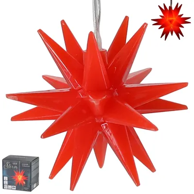 Produktbild von LED Stern 3D zum Aufhängen Ø7cm rot Kunststoff warmweiß batteriebetrieben Timerfunktion Weihnachtsstern Weihnachtsbleuchtung Zackenstern