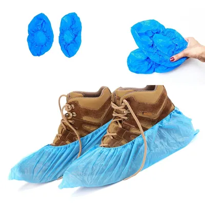 Produktbild von 100 Stück Einweg-Schuhüberzieher aus Polyethylen Wasserdichte Überziehschuhe