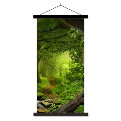 Produktbild von MuchoWow® Textilposter Dschungel - Grün - Natur - Tropisch - Pflanzen 60x120 cm mit schwarzem Rahmen - Magnete