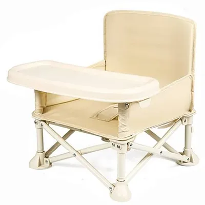 Imagen del producto de Silla alta portátil multifuncional para niños - Perfecta para llevar de viaje, color beige
