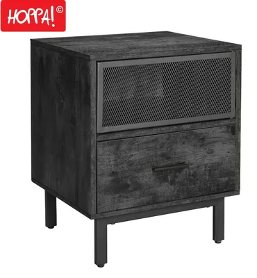 Produktbild von Hoppa! Nachttisch Industrial - Braun/Schwarz - Spanplatte/Stahl