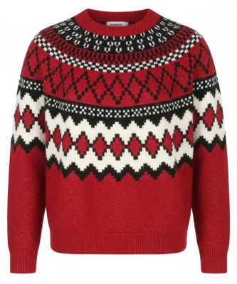 Image de Desigual Jers Buddy Femmes Jumperred À Motifs Col Montant Tricot Pull On