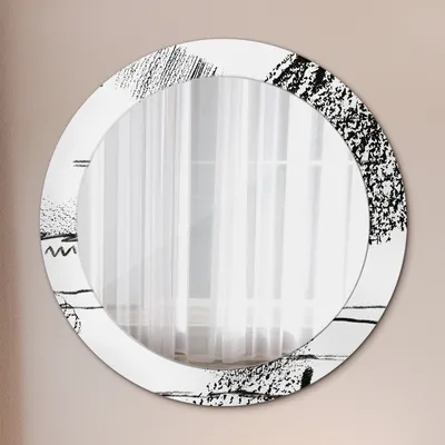 Produktbild von Modern Spiegel - Wandspiegel Design Wandmontage – Badspiegel mit Aufdruck - Rundspiegel - Graffiti Muster - Runder: Ø70cm