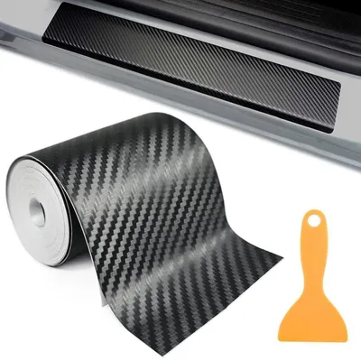 Immagine prodotto di Pellicola in fibra di carbonio per auto, 10 cm x 3 m, protezione per le soglie, impermeabile, resistente ai graffi, autoadesiva, colore nero