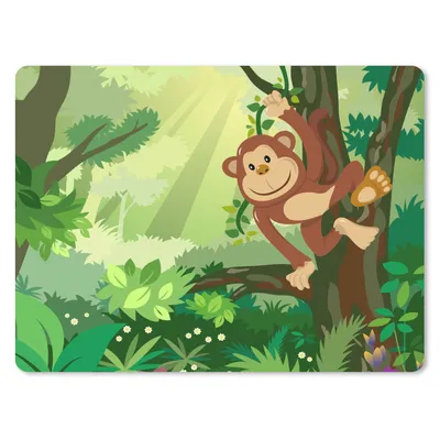 Produktbild von MuchoWow® Mauspad Mousepad Affe - Dschungel - Jungen - Mädchen - Blumen - Kinder 40x30 cm - Mousepads - Maus Mat - Pad - Mausunterlage - Anti Rutsch