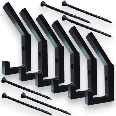 Produktbild von 6 große Haken für Akustikpaneele, schwarz - Kleiderhaken für Akustikpaneele - Wandhaken für Wandpaneele/Akustikpaneele - Kleiderhaken für Kleiderschrank und Dekoration (vertikal, inkl. Schrauben)