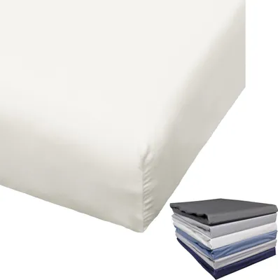 Produktbild von Bierbaum Spannbettlaken Mako Satin 100x200 / 150x200 / 180x200 cm Spannbetttuch viele Farben, Farbe:Offwhite, Größe:100x200cm Spannbettlaken
