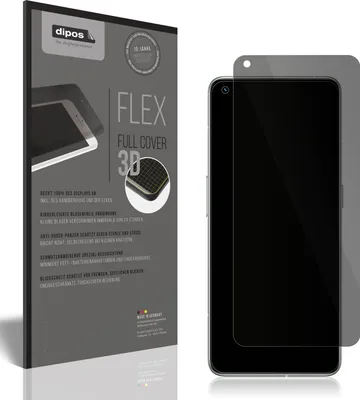 A product package for a screen protector is shown next to a smartphone with a screen protector applied.