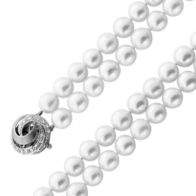 Produktbild von Perlenkette 2-reihig Akoyaperlen Diamanten 0.20ct Weissgold 585 14K