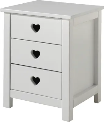 Produktbild von Nachttisch >AMORI< in Weiß aus Massiv Kiefer und MDF - 45x55x40cm (BxHxT)