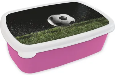 Produktbild von KitchenYeah® Lunchbox Brotzeit Brotdose 17x11 cm Fußball auf der Wiese Kinder Brotzeitdose - Lunchpaket - Brotkasten  - Sandwich Box