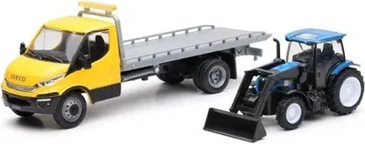 Produktbild von Lkw-Fahrzeugträger IVECO mit NEW HOLLAND T6.175, NEW16193C, Maßstab, NEWRAY