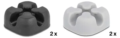 Produktbild von DeLOCK Kabelhalter kreuzförmig selbstklebend 4 Stück schwarz / grau, Kabelhalter, Tisch/Wand, Thermoplastischer Gummi (TPR), Schwarz, Grau