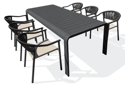Image de Ensemble repas de jardin en aluminium 6 places