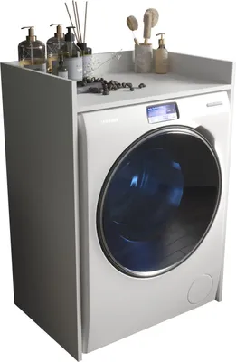 Produktbild von Waschmaschinenschrank Überbauschrank Waschmaschine Trockner Schrank Wäschetrockner Küche Badezimmer Regal Waschmaschinenregal Waschmaschinenüberbau Badezimmermöbel OTIS Weiß matt
