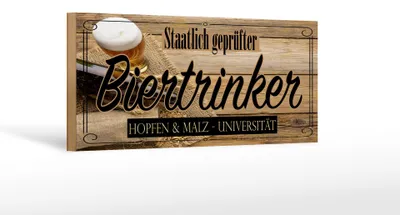Produktbild von Holzschild Spruch 27x10 cm Staatlich er Biertrinker Deko Schild