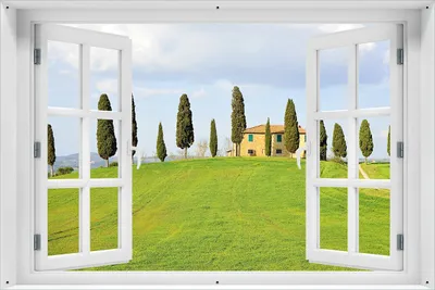 Produktbild von Wallario Outdoor-Poster für Garten oder Balkon 61 x 91,50 cm: Villa auf einem Hügel in der Toskana