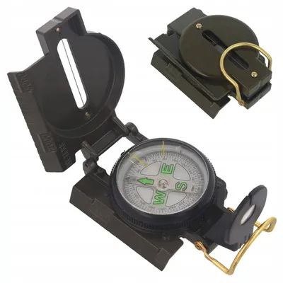 Produktbild von Wanderkompass Grün Marschkompass Kompass Taschenkompass Metallgehäuse Militär Navy Outdoor Bushcraft Geocaching