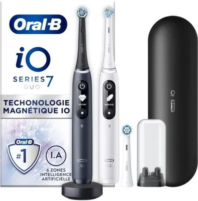 Product packaging for an Oral-B electric toothbrush duo pack.