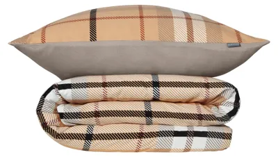 Produktbild von SCHIESSER Bettwäscheset Lenni | Kariert | Feinbiber | 2-teilig | 100% Baumwolle | Kuschelweich | YKK-Reißverschluss | 135x200 cm + 80x80 cm | Sand