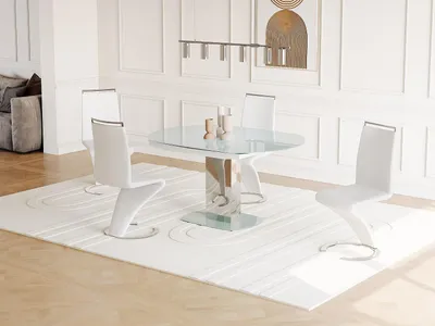 Produktbild von Esstisch ausziehbar - Glas & Metall - Weiß - TALICIA