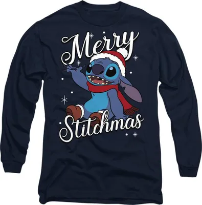 Image de Lilo & Stitch - "Merry Stitchmas" T-shirt homme/femme unie TV14145 (L) (Marine)