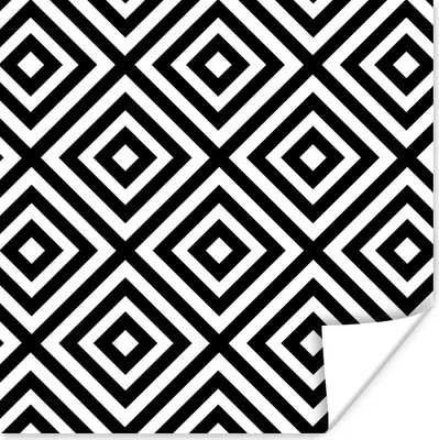 Produktbild von MuchoWow® Poster Formen - Schwarz und weiß - Muster 100x100 cm - Babyzimmer