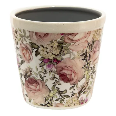 Obrázok produktu pre Clayre & Eef Kvetináč Ø 17x16 cm Biele ružové keramické kvety