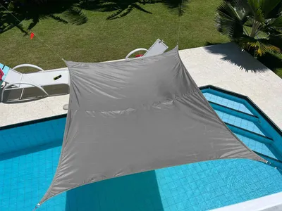 Produktbild von Sonnensegel Sonnenschutz Set inkl Befestigungsseile LxB 250x300 cm Grau Rechteckig Wasserabweisend Polyester 90% UV Schutz Windschutz Wetterschutz für Balkon Garten Terrasse, 2023900N