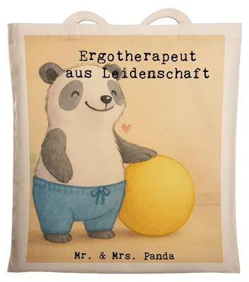 Produktbild von Mr. & Mrs. Panda Tote Bag Ergotherapeut Leidenschaft Design - Weiß - Geschenk, Laptoptasche, Beruf, Ausbildung, Tasche, Shopping, Jutebeutel, Spruch, Beutel, Lustig