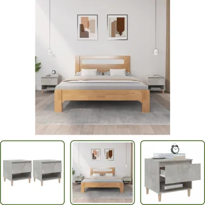 Produktbild von The Living Store Nachttische 2 Stk. Betongrau 50x46x50 cm Holzwerkstoff