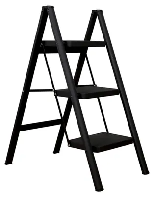 Produktbild von Trittleiter 3 Stufen Klappbar Haushaltsleiter Leiter Rutschfeste Stufenleiter 20 cm Breite Stufen Klapptritt Belastbar bis 330lbs, für Küche, Hause, Büro, Garage, DIY-Malerei, Schwarz