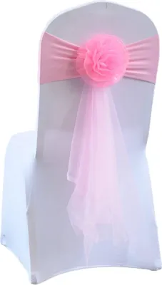 Obrázok produktu pre 10 kusov poťahov na stoličky z organzy, stužiek na stoličky, elastických poťahov na stoličky s mašľami, obalov na stoličky na svadbu, stužiek a dekorácií