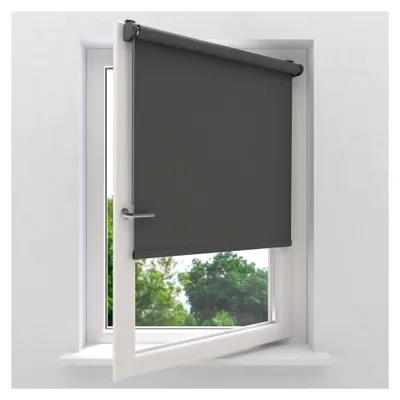 Produktbild von Verdunklungsrollo ohne Bohren klemmfix 90 x 150 cm (BxH) anthrazit, Fensterrollos für innen